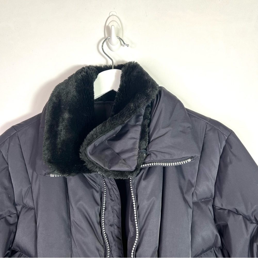 Fera Down Snow Jacket Faux Fur Removable Collar Black Size 8 - Picture 4 of 15